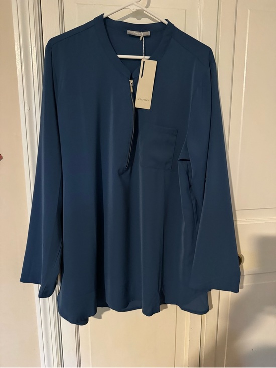 Tops - Fornex Deep Teal 3/4 Zip-Front Blouse Shirt. Dress up or down. NEW WITH TAGS.